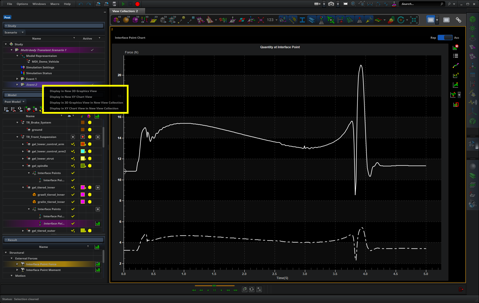 Context menu for displaying a 3D or XY chart